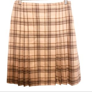 "346"  Brooks Brothers cream,tan, & grey plaid front pleats Vintage EUC